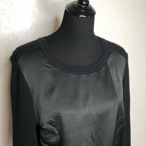 Cabi Crosstie black silky tie front knit back top size Medium #4288 - Picture 4 of 14